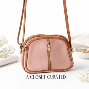 Valentina Italian Leather Crossbody Purse Pink